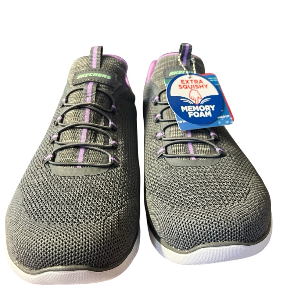 Skechers NIB Women’s Gray and Purple Sneakers Lightweight Athletic Design Sz 10 - Picture 2 of 7
